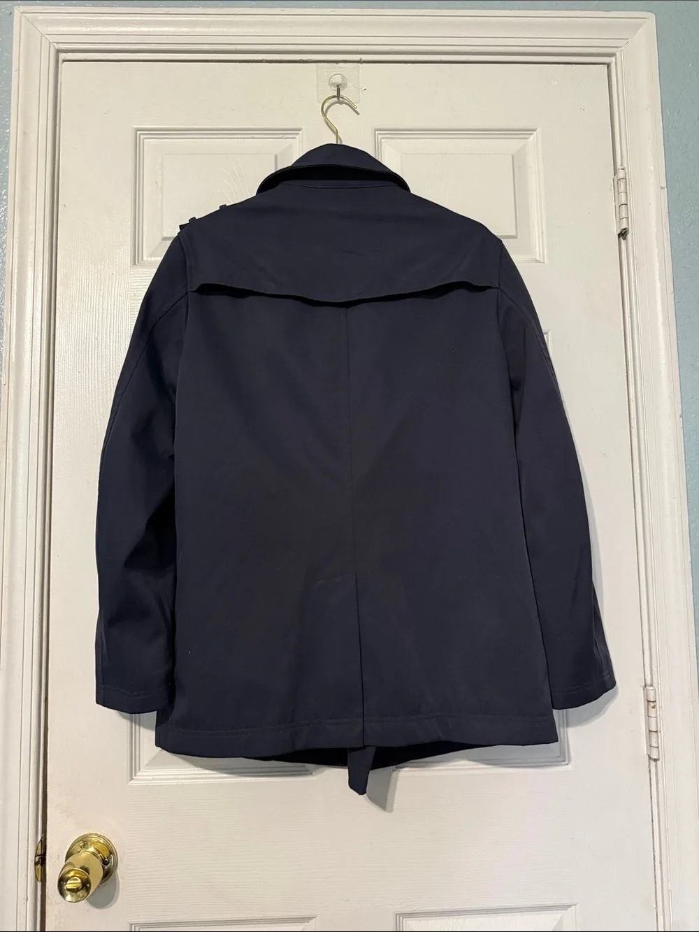 Banana Republic Men's Double Breasted Short Trench Rain Coat Navy Blue Sz Small